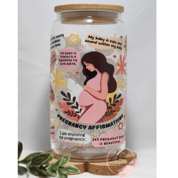 Pregnancy Affirmations UV DTF Glass Can