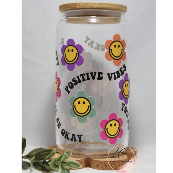 Smiley Face UV DTF Glass Can