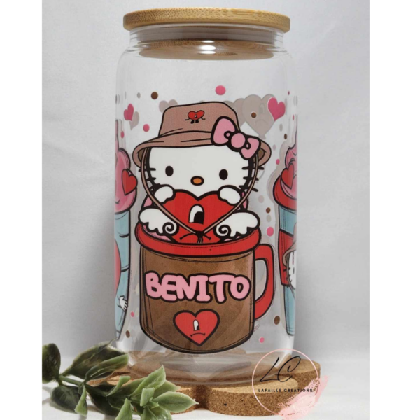 Hello Kitty Benito UV DTF Glass Can