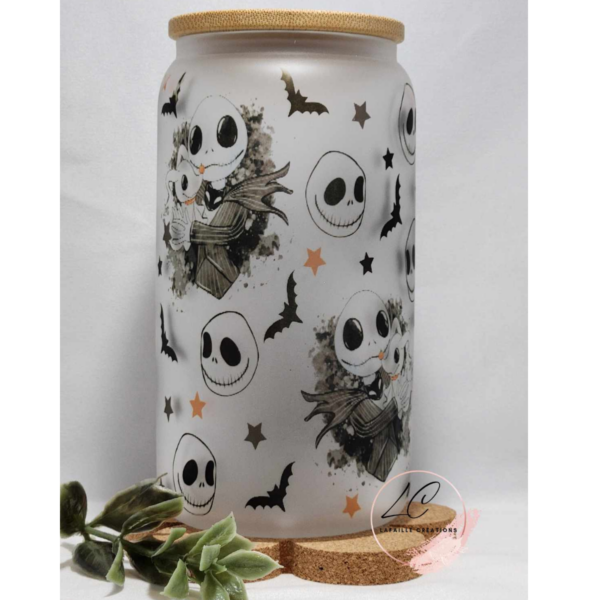 Jack Skellington and Zero Sublimated Glass Can