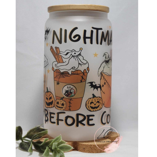 Nightmare Before Coffee Sublimated Glass Can