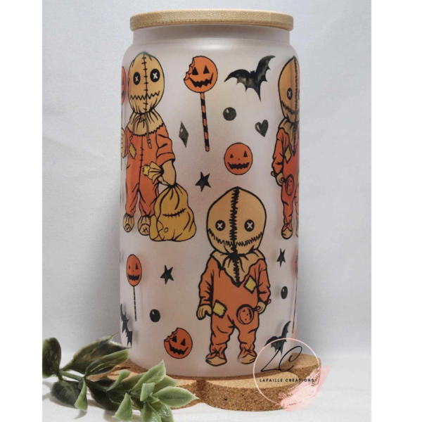 Scare Crow Sublimated Glass Can