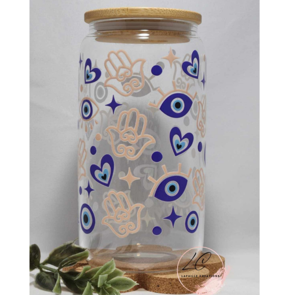 Evil Eye UV DTF Glass Can