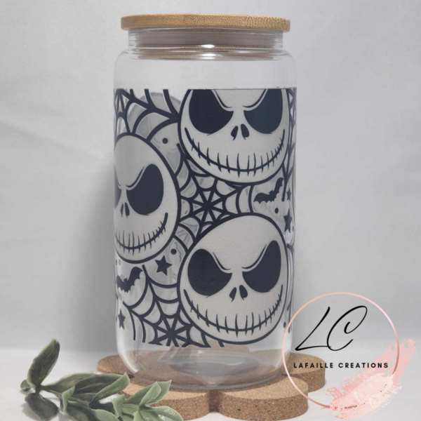 Jack Skellington UV DTF Glass Can