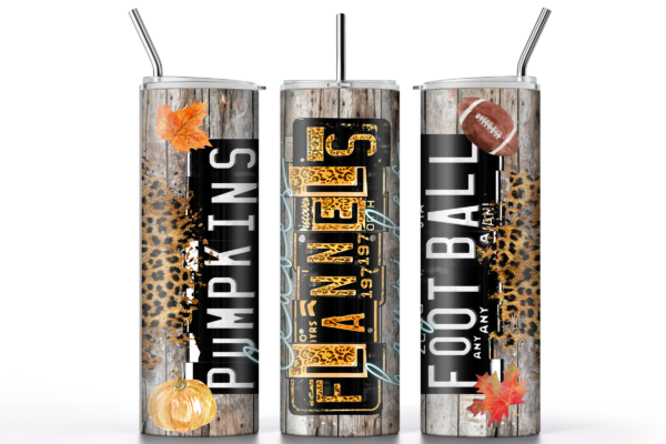 Football, Leaves, Flannel Sublimated Fall Tumbler