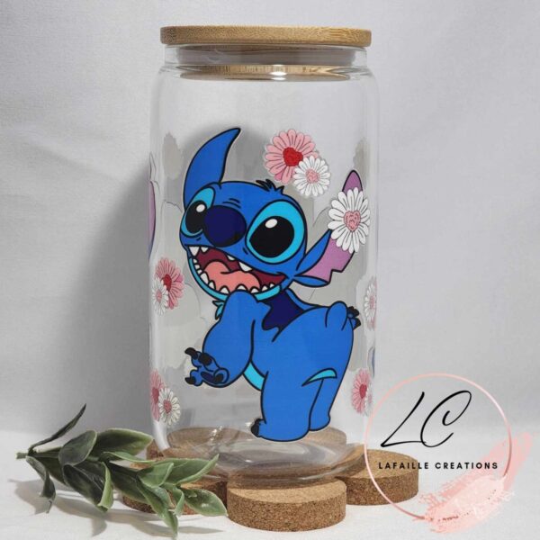 Floral Stitch UV DTF Glass Can